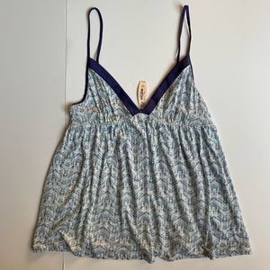 Victorias Secret Camisole Top Size Large NWT Blue Geometric V-Neck New Navy